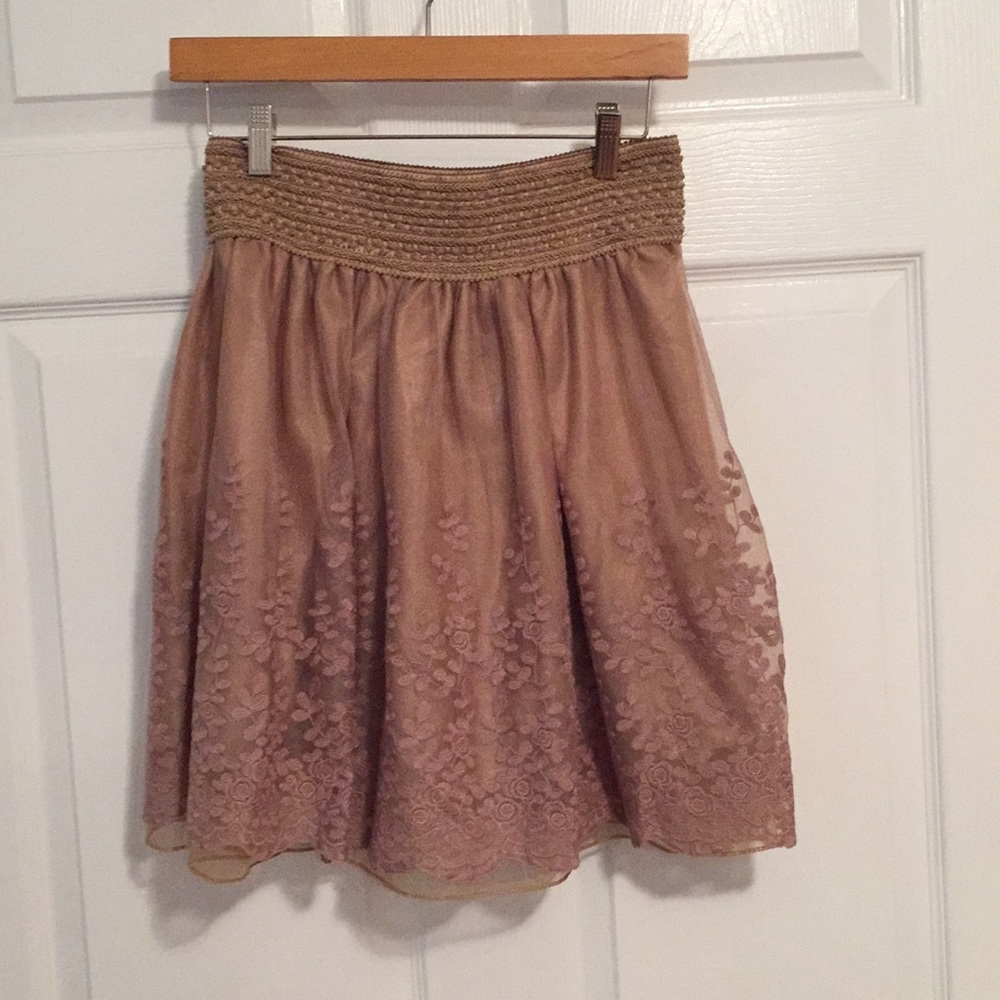 TAN EMBROIDERED SKIRT